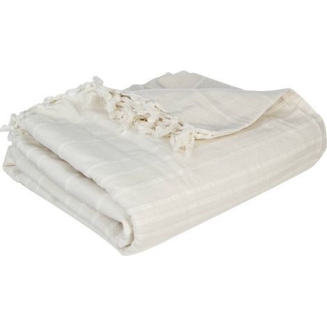 Copriletto Anjali in cotone bianco avorio 230x250cm - Atmosphera créateur d'intérieur