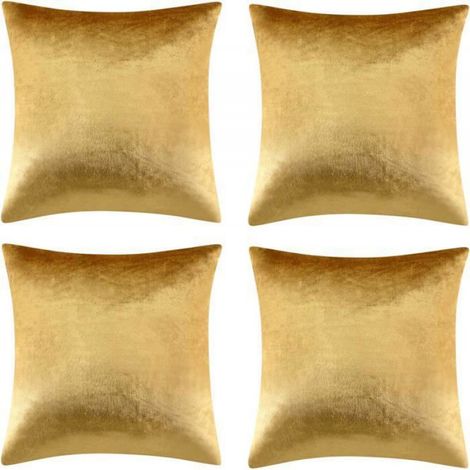 Housse De Coussin - Velours - 45x45 Cm - Doré - Intérieur - Lot De 4 (1/4)