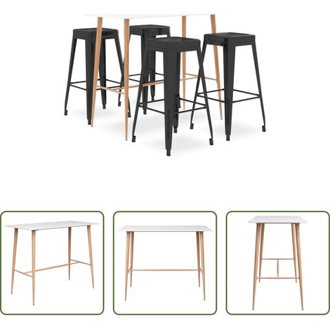 Tabouret de bar -  Ensemble de bar 5 pcs Blanc et noir (1/5)