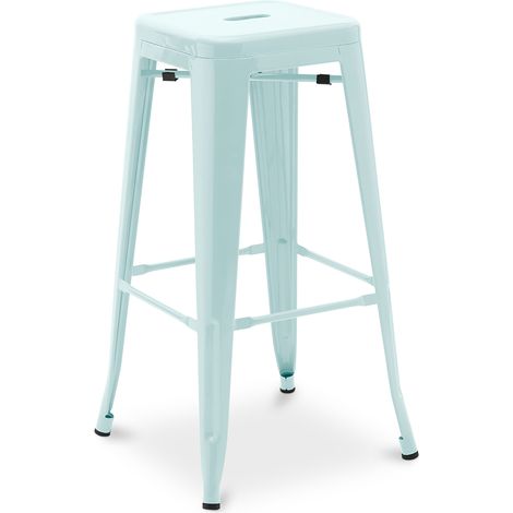 Tabouret de bar - Design industriel - 76cm - Stylix Bleu clair