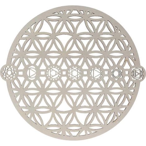 11 Zoll große Wandskulptur „Blume des Lebens“ aus Holz – Dekoration für die 7 Chakren – Meditation