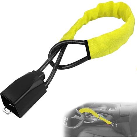 BUNTHAUS Antivol Universel de Volant - 2 Clés d'Antidémarrage pour Voitures, Camionnettes, Camping-Cars (Jaune)