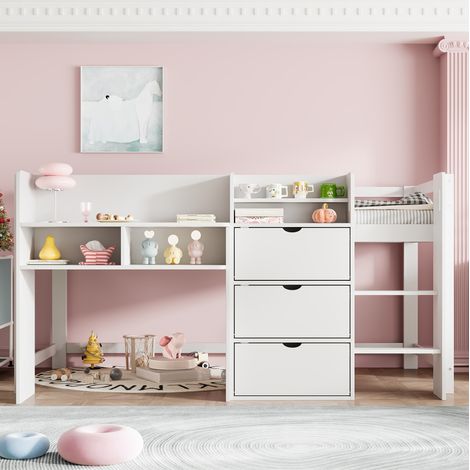 letto contenitore 90x200 casetta bianco salvaspazio HAVRYA (1/5)