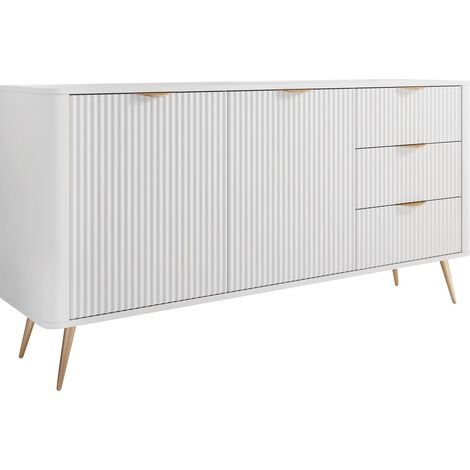 Cómoda Lectum I, Blanco, Con cajones y puertas, Número de cajones: 0, 82x164x38cm