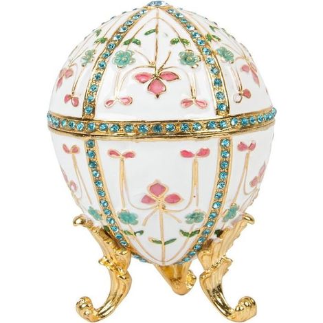 Dekorative, aufklappbare Schmuckschatulle aus handbemaltem Emaille, Ei im Fabergé-Stil, einzigartiges Geschenk für Zuhause (1/5)
