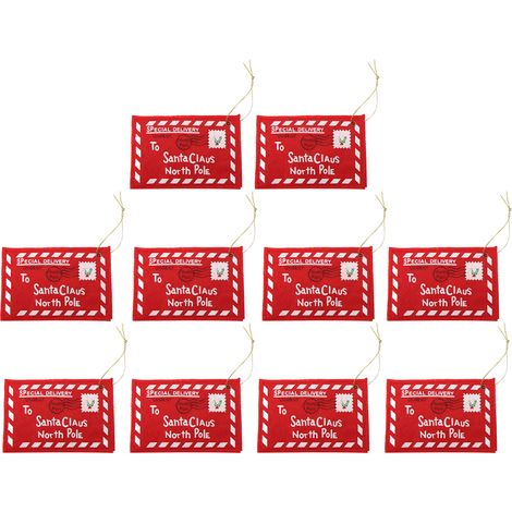 Lot de 10 enveloppes de Noël en tissu non tissé, petites enveloppes festives rouges pour cartes cadeaux, décoration de sapin, argent et petits présents. (1/5)