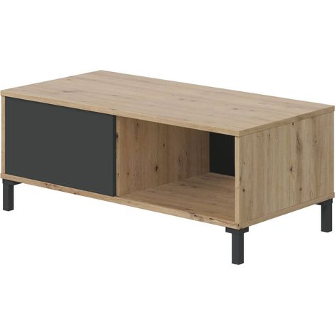 Couchtisch Evansville, Kaffetisch, Couchtisch für das Wohnzimmer, cm 100x50h40, Asteiche und Anthrazit (1/5)