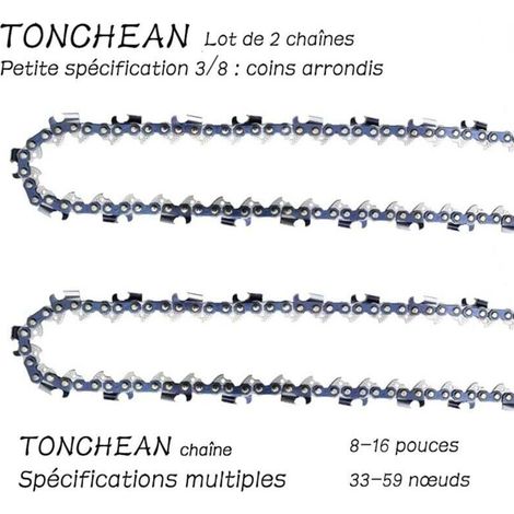 Guide Et Chaîne Tronçonneuse 3/8"LP 42 Maillons 10 Pouces Lame 21 Sections Faible Rebond Coins Arrondis Lot De 2