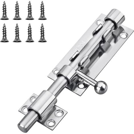 Edelstahl Türriegel 160mm mit Vorhängeschlossloch für Haus, Tor, Zaun