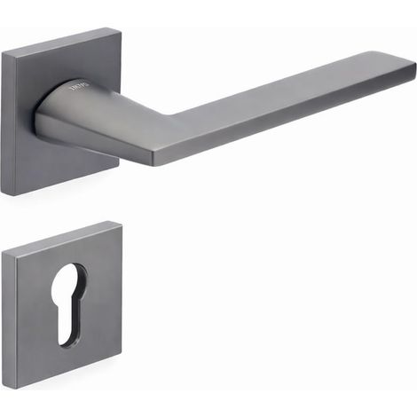Poignée de porte intérieure en zinc moulé sous pression, poignée universelle carrée + 17 PZ, graphite (1/2)