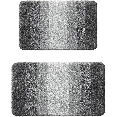 Ensemble de tapis de bain 2 pièces, dimensions : 41 x 61 cm + 51 x 76 cm (noir) (1/5)