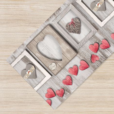 Tappeto passatoia fantasia made in Italy antiscivolo lavabile aderente BoxCuori - 50x300cm