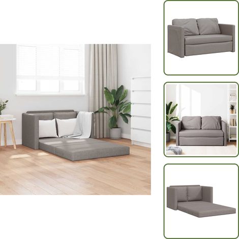 The Living Store Canapé-lit 2 en 1 taupe 112x174x55 cm tissu - Canapé Lit - Canapé Convertible - Canapé Deux Places - Meuble Salon - Literie (1/5)