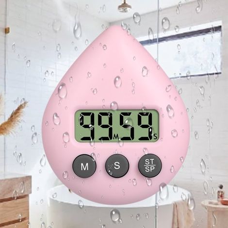 Timer impermeabile a goccia d'acqua, timer resistente alle gocce per la doccia, ventosa senza foratura, timer per il bagno, 2 pezzi, bianco (1/5)