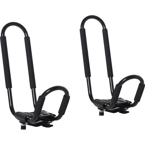 Set 2 Staffe Porta Kayak 46x16,5x47 cm Attacco Universale per Portapacchi Nere