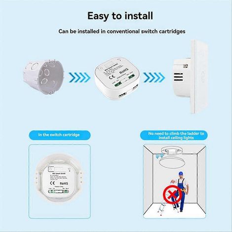 Interrupteur sans fil sans pile avec récepteur, kit de commande à distance autonome (1/5)