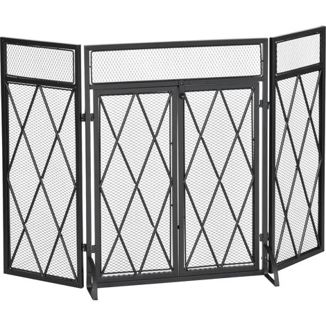 Funkenschutzgitter Funkenschutz, klappbar, 3-teilig, 120 cm xx 79 cm, Schwarz (1/5)