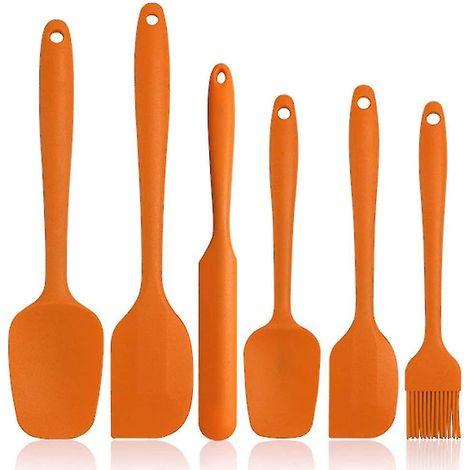 Set mit 6 grünen Silikonspateln mit Edelstahlgriff - Antihaftbeschichtete, hitzebeständige Küchenspatel zum Backen und Kochen, 6-teiliges Küchenutensil-Set. (1/4)