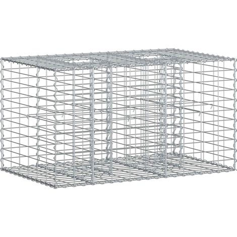 Lit surélevé gabion Argenté 100 x 60 x 55 cm Acier galvanisé (1/5)