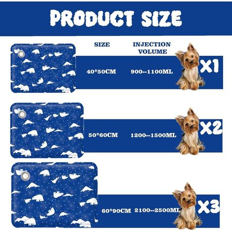 Kühlmatte für Hunde und Katzen, wassergefülltes Kühlkissen für Hunde, selbstkühlend, für heiße Sommertage, 40 x 50 cm, mittelgroß, königsblauer Eisbär (1/5)