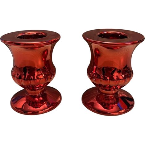 Portacandele Conico Natale Rosso Lucido 2 Pezzi 6 cm (1/4)