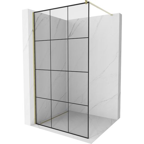 Mexen Kioto paroi de douche 120 x 200 cm, transparent/Design noir 8 mm, Or - 800-120-101-50-77 (1/5)