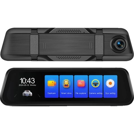 Enregistreur vidéo de rétroviseur de voiture, double objectif, résolution vidéo 4K, Caméra de tableau 64G (1/2)