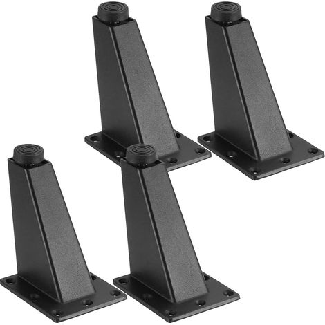 Set mit 4 verstellbaren, abgewinkelten Möbelfüßen aus Aluminium (10 cm), schwarz, für Schränke, Sofas, Tische und Schminktische (1/4)