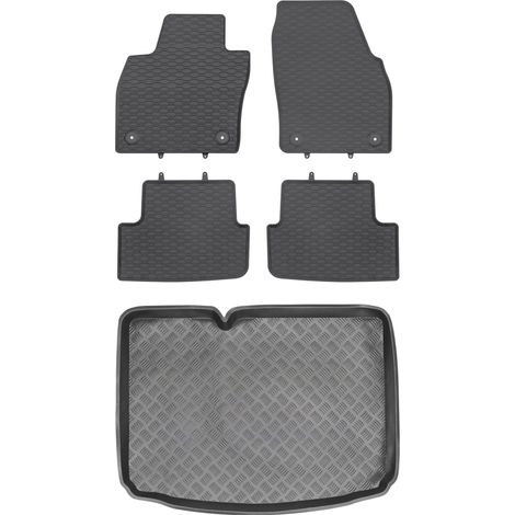 Skoda Fabia III Hatchback a partir de 2018 SET - Alfombrillas de goma para coche + alfombrilla para maletero