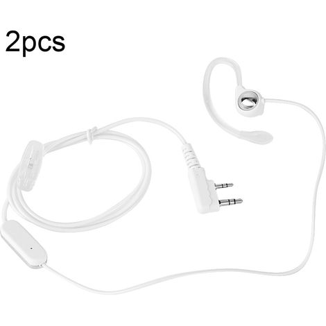 Oreillette PTT 2 broches pour talkie-walkie Baofeng (blanche) avec tube acoustique dissimulé (1/5)