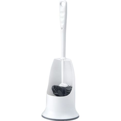 Brosse WC et Support pour Salle de Bain, avec Poils TPR Anti-Rayures, Tête de Brosse sous Le Rebord (1/5)