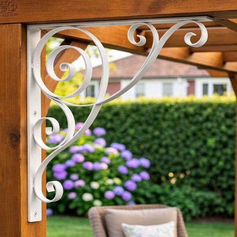 Dandibo – Console d'angle en fer forgé blanc 50x50 cm – Bandeau décoratif – Connecteur d'angle – Peinture par poudrage durable