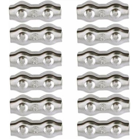 12PCS M3 Steel Cable Ties, 12pcs Duplex Cable Ties, 304 Stainless Steel Cable Clips, 2mm Wire Rope Clips, Clothesline (1/4)