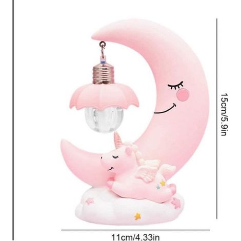 Veilleuse LED - Licorne Lune En Résine - Pour Chambre Bébé Enfants - 1 Pièce (1/4)