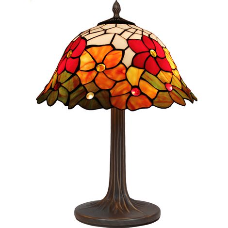 Lampe de table Tiffany avec base d'arbre Série Bell D-40cm
