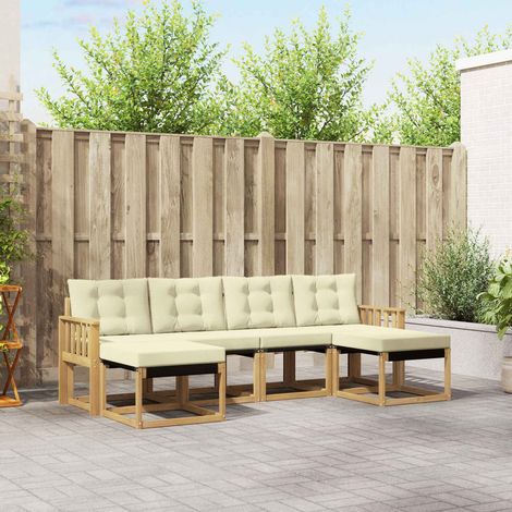 vidaXL Outdoor-Sofagarnitur mit Kissen 6 pcs Weiß und Creme (1/5)