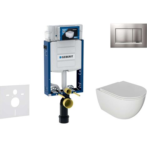 Geberit Kombifix - Set Vorwandelement, WC Oudee und Softclose-Sitz, Betätigungsplatte Sigma20, Chrom matt/Chrom SANI15CA1116