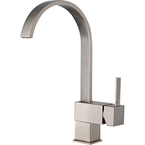 Mitigeur de cuisine en laiton – Finition nickel brossé – Rotation 360° – Hauteur sous bec 25 cm – Installation rapide et facile – Ideko (1/5)