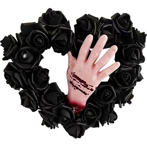 Guirlande Halloween - Fleur Artificielle Noir et Orange - Décoration Porte d'Entrée Mur Extérieur Intérieur - 1 Pièce (1/5)