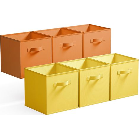 Lot de 6 Caisse de Rangement, Cube Pliable 27x27 cm, Tissu Non Tissé avec Poignée, pour Étagère, Salon, Chambre