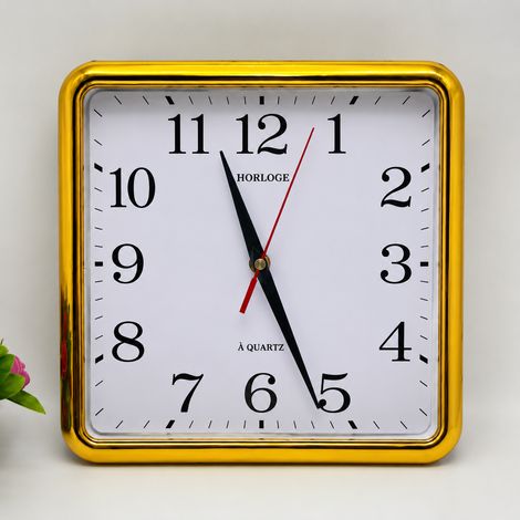 Horloge Murale Carrée 25 cm à Quartz Marron Foncé marron 25 × 25 × 4 cm 400 g – Livraison gratuite