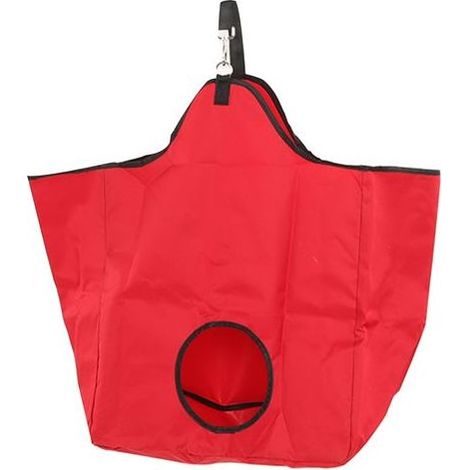 Sac à foin pour cheval en toile Oxford rouge, portable avec anneaux métalliques, rangement extérieur pour alimentation (1/5)
