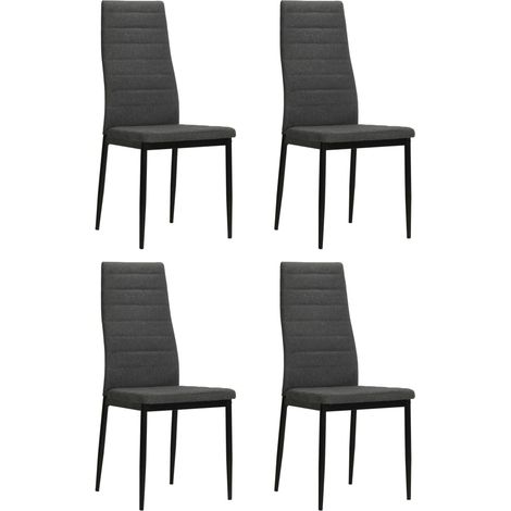 Esszimmerstühle 4 Stk. Grau Massivholz Gummibaum und Stoff