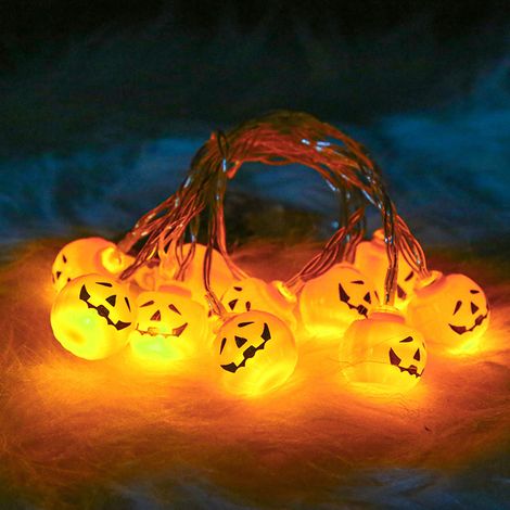 LED-Lichterkette für Halloween, Kürbislaternen und Totenkopf-Dekorationslichter, batteriebetrieben für Weihnachtsbäume, Hochzeitsfeiern, Kürbisse, bunte batteriebetriebene Lichter. (5 Meter, 50 Lichte (1/3)
