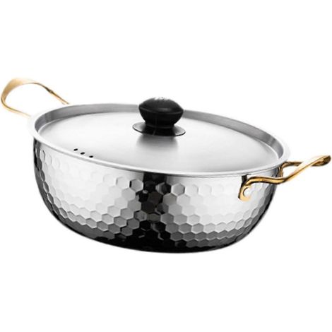 Koreanischer Ramen-Kochtopf mit Deckel, vielseitig verwendbar, auch als Kimchi-Suppentopf für Dinnerpartys, Suppen, Ramen, Eier und Fleisch geeignet.-18cm Argent (1/5)