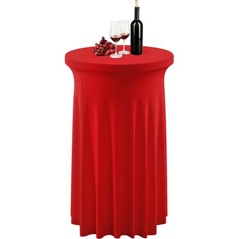 Linge de table de cocktail – Jupe de table ronde de Noël en élasthanne, lavable et ajustée, nappe de fête, décoration pour la maison, l'intérieur, l'extérieur, les mariages, les restaurants (1/5)