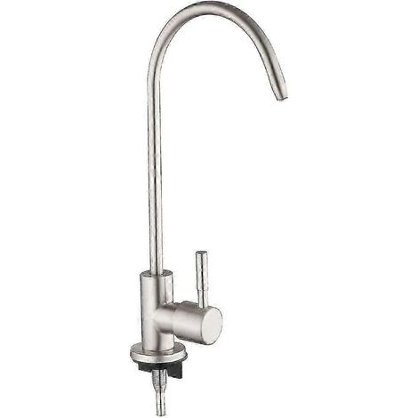 Robinet de cuisine en acier inoxydable 304 avec système d'osmose inverse, col de cygne et filtre à noyau céramique pour eau potable directe - Noir mat (1/5)