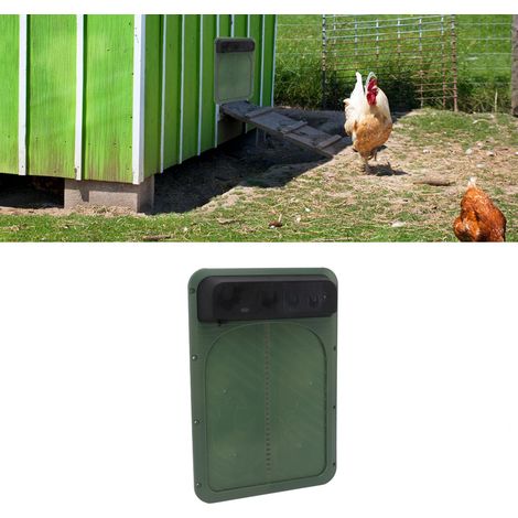 Porte Automatique de Poulailler, Porte de Poulailler Sre nergie Solaire, Porte Automatique de Poulet avec Capteur de Lumire pour Volaille (Vert) (1/5)