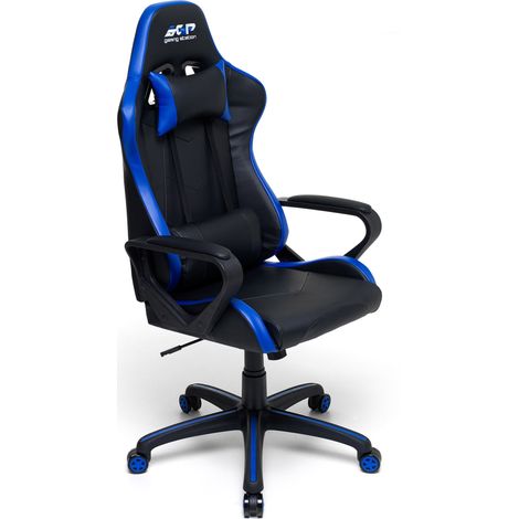 Sedia da Gaming Ergonomica 63x63x126 cm in Similpelle Nero e Blu