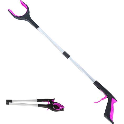 Pince à déchets pliable de 84 cm avec verrouillage magnétique pour une portée à 360 degrés, idéale pour les personnes âgées, les personnes handicapées et les femmes enceintes. (1/3)